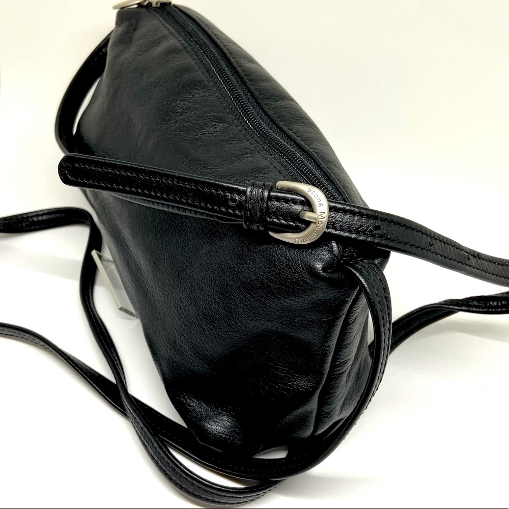 STONE MOUNTAIN Leather Crossbody Bag/Purse. Black.perfect little black bag